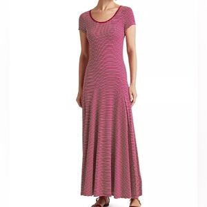 EUC Lauren Ralph Lauren Cotton Blend Red & White Striped P/XS Maxi Dress!